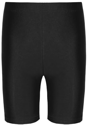 L S U Girls Kids Cycling Shorts Unisex Boys Girls Plain Sports Dance School P.E Gym Stretchable Breathable Summer Shorts (9-10 Years, Black)