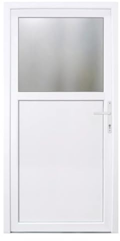 HORI Haustür Kellertür Kunststoff Nebeneingangstür Komplettset Hauseingangstür, vielseitig einsetzbar für Keller, Garage und Nebeneingang - Farbe: weiß - DIN rechts - Modell: Light - 210 x 110 cm