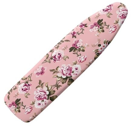 NETILGEN Bügelbrettbezug Elastisch Ersatzbezüge Scorch Resistant mit Klettverschlüssen XL für Maße 133-140x40-45 cm Elegant Rosa Blume