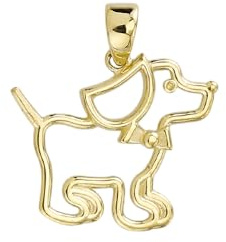 JC Trauringe Gold Anhänger Hund in Echt 585 Gold klassische, schlichte Tier Goldanhänger Goldschmuck Damen Schmuck Kettenanhänger in Gelbgold inkl. Schmucketui 8538
