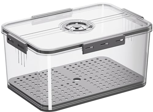 Hilai Bread Container, Airtight Bread Bins, Time Recording Bread Storage Bins, Stackable Bread Storage Containers for Homemade Bread, Bun, Bagel, Loaf 12.8x6.9x6 Grey