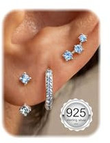 Morfetto Orecchini Set in Argento 925 per Donna Oro Placcato 14K Piccoli Orecchini a Bottone Set Huggie Hoop impilabile orecchini per più piercing orecchino pile per le orecchie sensibili Argento4