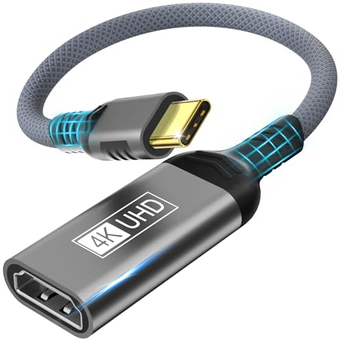 Adattatore USB C HDMI,adattatore 4K USB Type-C Thunderbolt 3/4 a HDMI compatibile con iPhone 15/15Plus/15Pro/15ProMax,MacBook Pro/Air,iPad Pro/Air,Samsung Galaxy S/Note,XPS,SurfacePro,Pixelbook Grigio
