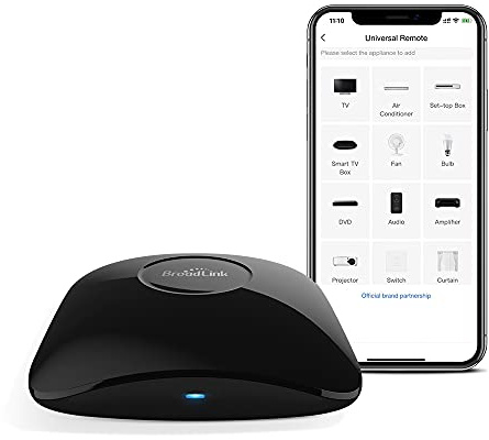 Broadlink RM4 Pro IR RF WiFi Télécommande universelle pour domotique intelligente Fonctionne avec Alexa/Google/Siri Application de contrôle du salon pour Amazon Echo, Google Home et Alexa Noir