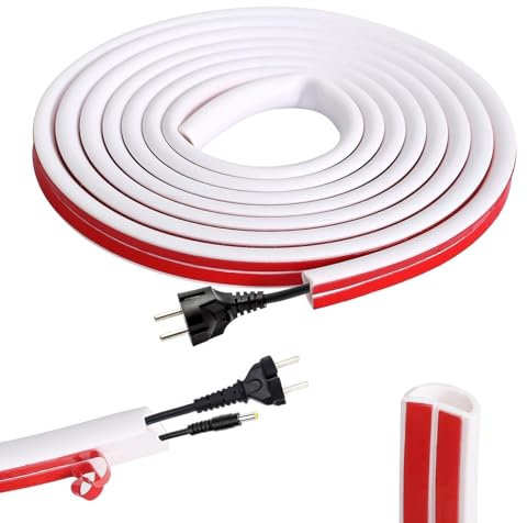 Mini Canalina Portacavi da 3 Meter, Canali a Cavo Semicircolare Canalina Passacavi Auto-Adesiva, Canalina Passacavi Muro Adesiva Copricavo Flessibile Canaline Passacavi per Home Ufficio