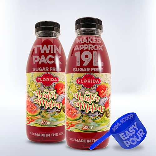 Florida Syrups Flavours Compatible with Sodastream Machines - Soda Drink Flavourings 500 ml (Pack of 2) (500 ml (Pack of 2), Watermelon Sugar Free)