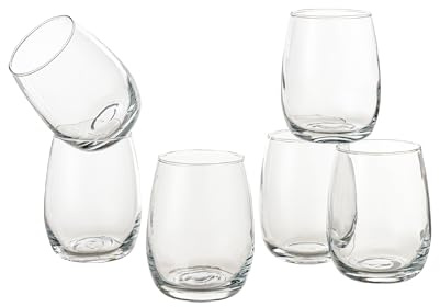 Baroni Home Set 6 pz di Bicchieri in Vetro Decorati con Rifiniture in Rilievo 30 CL, Bicchieri Eleganti Lavabili in Lavastoviglie, 8x8x10 cm, Tulipano