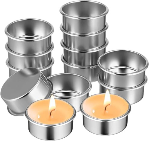 SEWACC 20 Stück Teelichthalter Metall Leere Silber Deko Kerzenbecher Teekerzendosen Für Die Kerzenherstellung Weihnachten Hochzeit Tischdekoration