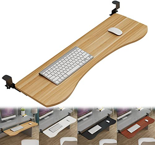 Tastaturablage-Erweiterung mit Mausstütze, Klemmschiene, Tastaturschublade, Tischhalterung, Weiß, 75 x 25 cm