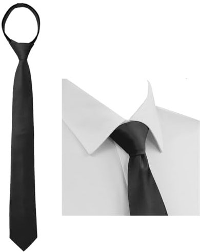 SGERUFZ Corbata Negra Hombre Vorgebundene Ajustable con Cierre de Cremallera Elegante Corbata de Boda para Oficina o Eventos Especiales (Negro)