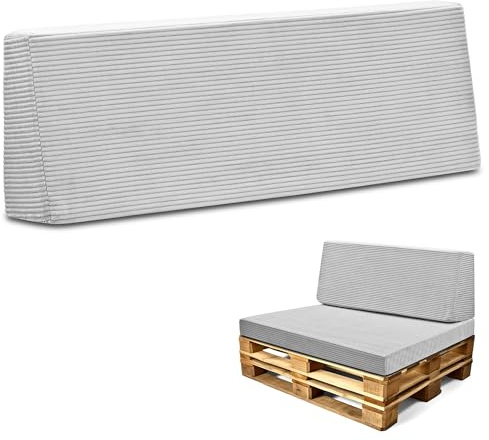 Palettkuddar Utomhus Europall Ryggkudde 120x40 cm - Skumgummi sittdyna för pallar och pallsoffa Lincoln Ljusgrå