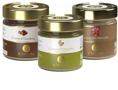 Tris Creme Spalmabili Scyavuru: Pistacchio, Nocciola e Gianduia 200 gr x 3