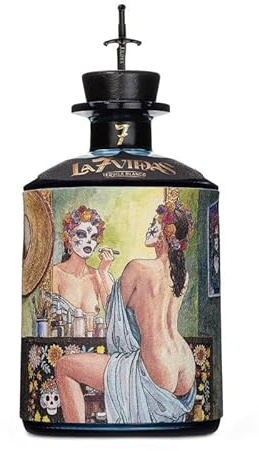 J.Rose La7Vidas Tequila Blanco, Bottiglia Artistica Decorata, Edizione Speciale