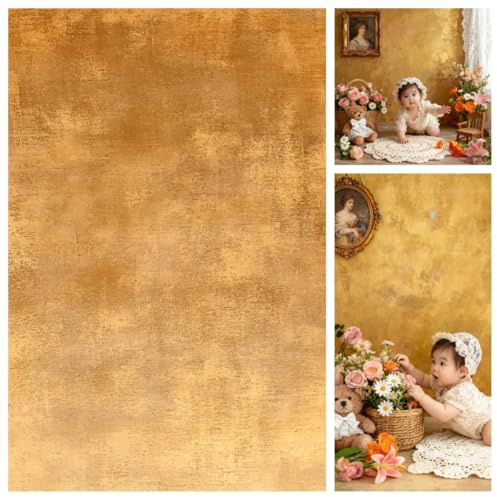 WaW 1.5x2.2m Fotohintergrund Stoff Retro Gelb für Fotostudios Hintergrund Porträt Fotografie Baby Newborn Shooting