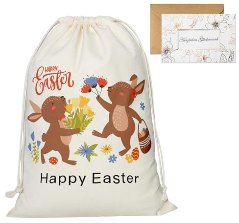 Seutgjie Geschenktüten Ostern Ostertüten mit Grußkarte für Kinder Junge Mädchen Frau Mann Easter Gift Bag