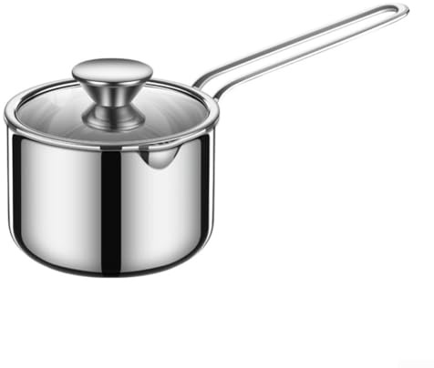 QuivyLivy Stielkasserolle mit Deckel aus gehärtetem Glas, kleiner Milchtopf zum Kochen von Eiern, Kochen von Nudeln und Suppen, gebürstete Oberfläche für einfache Reinigung, optimale Wärmeverteilung
