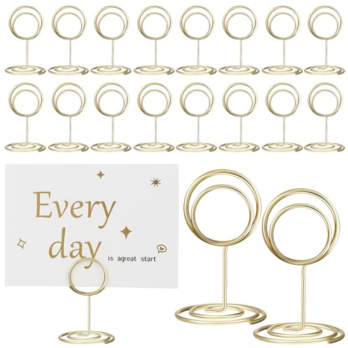 SUPVOX Lot de 20 Porte-numéros de Table Mini 50 Mm, Supports Photo Métalliques Dorés pour Mariage, Porte-cartes de Vœux et Clips de Menu, Accessoires Bureau et Événements Festifs