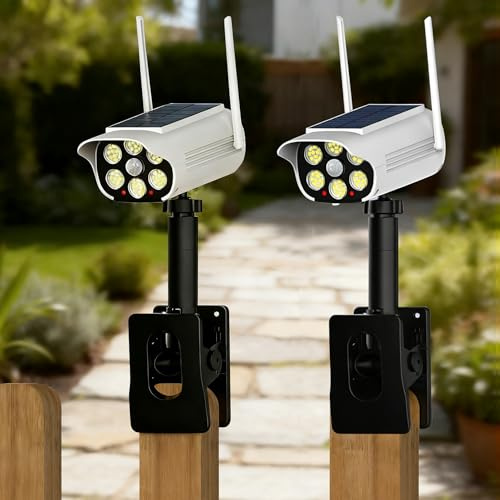 Mixtooltoys Telecamera finta finta di sicurezza, con sensore di movimento, luce di inondazione, simulata telecamera di sorveglianza a circuito chiuso per interni ed esterni, confezione da 2, colore