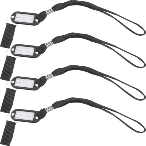 SOLUSTRE Lanières pour Canne de Marche en Nylon Noir, Légères et Faciles à Nettoyer, Lot de 4 Pièces Dragonne Poignet Anti-perte, pour Randonnée et Usage Quotidien