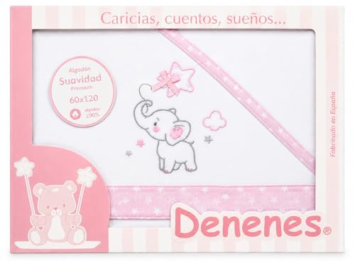 Danielstore Sábanas Cuna 60x120 100% Algodón Set 3 Piezas con Sábana Bajera Transpirable Ajustable Lavable + Funda Almohada Suave Pack para Descanso de Bebés y Recién Nacidos Elefante Rosa