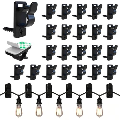 Gansdnek 60 Piezas Ganchos para Colgar Luces Exterior, Clips Organizador de Cables Autoadhesivo con Tornillos, Ganchos para Cadenas de Luces, Grapas Cable Pared para Cable USB Luces Hadas