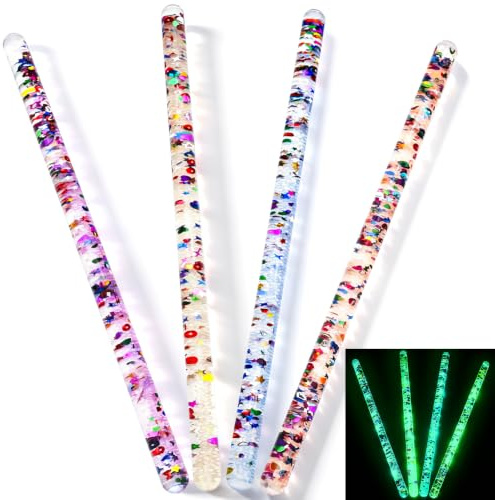 Crunier 4 Stück 30 cm Jumbo Spiral Zauberstab Glitzer Kinder,für Halloween