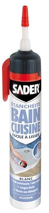 Sader Mastic d'Etanchéité Bain et Cuisine – Facile à Lisser – Jointe Tous Matériaux – Traité Anti-Moisissures – Gâchette Prête A l'Emploi – Blanc – 200 ml | Facile à Lisser - Jointe Tous Matériaux - Traité Anti-Moisissures - Gâchette Prête A l'Emploi - Blanc