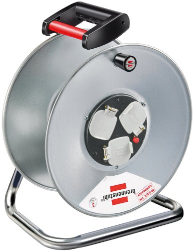 Brennenstuhl Garant 3-way socket cable reel without extension cable (rust-proof), empty reel with ergonomic handle