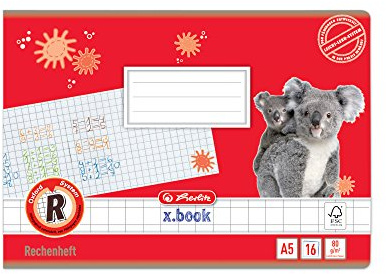 5 Rechenhefte / A5 quer / 16 Blatt / Lineatur R (kariert 10 x 10mm)
