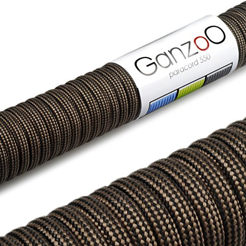 Ganzoo Paracord 550 Seil, Nylon-Polyester, 4mm, Typ 3, 30 Meter, 7 Kernstränge, Outdoor-Schnur, Allzweck-Seil, Hundehalsband, Hundeleine, Armband knüpfen, Camping, Survival - Dunkelbraun braun
