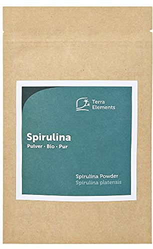 Terra Elements Bio Spirulina Pulver 125 g I Mikroalge I Reich an natürlichem Eisen I 100% rein I Vegan I Rohkost