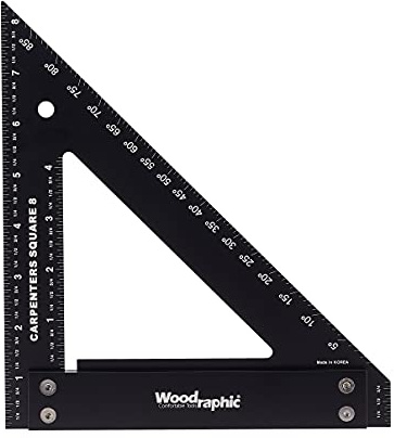 Woodraphic Professionelles Tischlerwinkel, leicht ablesbar, Holzbearbeitungswerkzeug, 8 Inch