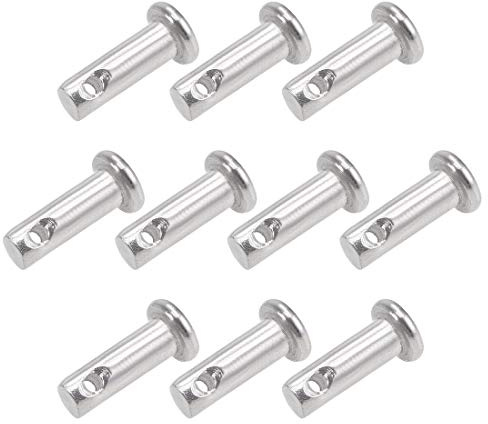 sourcing map 10 Stück Steckbolzen Einzelloch Gabelbolzen 4mm X 12mm Splintstift Flacher Kopf 304 rostfreier Stahl Anschluss Scharnierbolzen Stift