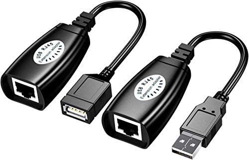 USB Over RJ45，USB RJ45 Extender Over Cat5/Cat5e /Cat6 Cable Extension Cable Connector Adapter - Up to 150ft Length, Printer