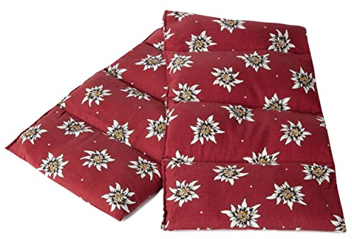 Cuscino con noccioli di ciliegia, 75x20cm. Cuscino termico con 8 compartimenti, per la schiena, il ventre e molto altro. Terapia caldo e freddo (Fiore di stella alpina)