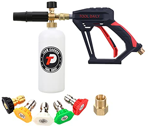 Tool Daily Kurze Hochdruckreiniger Pistole mit Schaumlanze, mit 1/4 Zoll Schnellkupplung, 1L Kanone & 5 Düsen