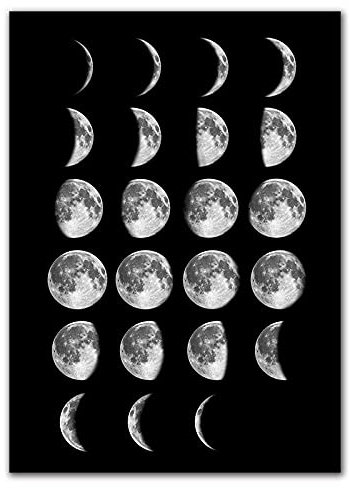 Leinwanddruck Mond Leinwand Malerei Schwarz Weiß Wandkunst Poster Drucke Bild Kinderzimmer Wohnkultur ， Geeignete Wohnzimmer Schlafzimmer Büro Wanddekoration Geschenk, Wie Gezeigt, 15X20Cm No Fra
