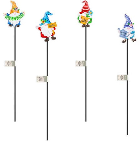 alls 4 x Gonks ON METAL STAKE - Garden Pot Ornament 60cm