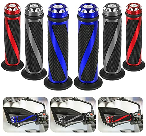 Motorradgriffe, Motorrad Lenkergriffe, 7/8'' 22MM Universal Motorrad Lenkergriffe für Kawasaki NINJA Honda Suzuki Yamaha (Blau)