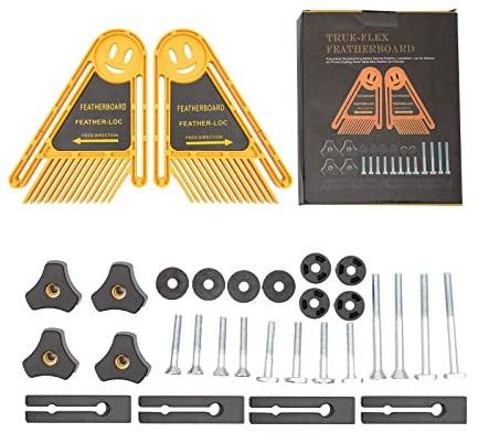 Doppel Federbrettern, Tischsägen-Federbrett- Feder Loc Board Set, Featherboard Tischsäge Push Block ​für Tischsägen/Bandsägen/Frästische/Zäune Werkzeuge, 21,0 * 16,5 * 3,5 cm, Gelb
