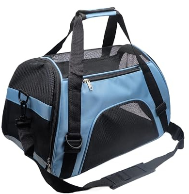 Tecageaon Transporttasche für Haustiere, von Fluggesellschaften zugelassen, für mittelgroße und kleine Katzen, kleine Welpen, Kätzchen, Hunde/Katzen, Haustier-Reisetasche (Größe M, Blau)