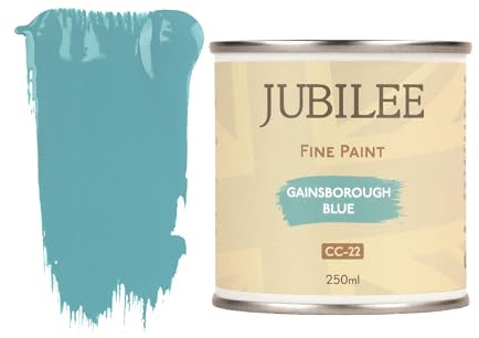 Guild Lane Jubilee Furniture Paint - Gainsborough Blue 250ml - Multi-Surface Paint for Wood, Metal, Glass & More - Durable, Water-Based, Soft Sheen Finish - No Primer or Wax Needed