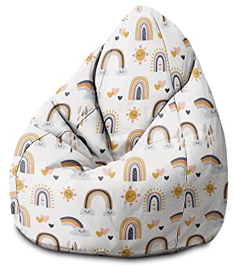 DreamRoots Sitzsack mit Füllung - Bodenkissen für Kinder 70 x 70 x 105 cm - Bean Bag Sitzkissen für den Boden