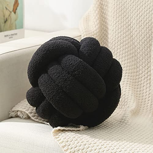 Vdoioe Knot Pillow Ball , Sherpa Home Decorative Plush Pillow Soft Round Throw Pillow, Knotted Pillow for Bed Couch Sofa