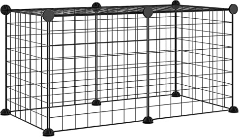 Jaula para Mascotas de 8 Paneles, JUNZAI Jaula Cobaya, Jaulas para Conejos, Valla para Mascotas, Recinto para Conejos, Parque para Conejos, Cosas para Conejos, Acero Negro 35x35cm