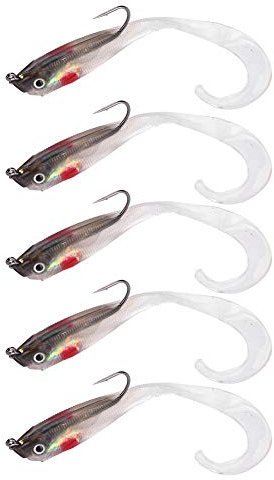 KIMISS 5 Stück Fischköder, Weicher Seebarsch-Angelköder, Weiche Jigging-Köder, Künstliche Gefälschte Barschköder, Silikonköder-Gerät mit Haken SO050 4 (SO050-5)