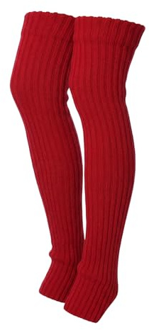 Isadora Paccini Women's Extra Long Monochromatic Marvel Embracing Cranberry Ribbed Knit Leg Warmers, LW49-CRANBERRY-T1