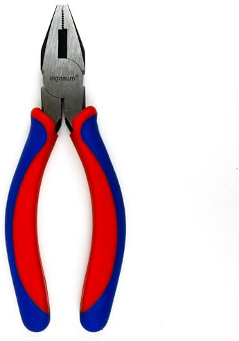 INGDAUM® Pince universelle Linemann 160 mm avec tranchant et poignées bicomposantes Rouge/bleu pour réparation, montage, pliage et coupe