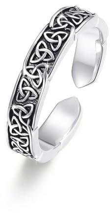 Anello da uomo con nodo celtico, in argento sterling 925, con nodo celtico, regolabile, anello aperto per donna, gioielli celtici, punk, San Valentino, anello per pollice celtico, per ragazze, Argento