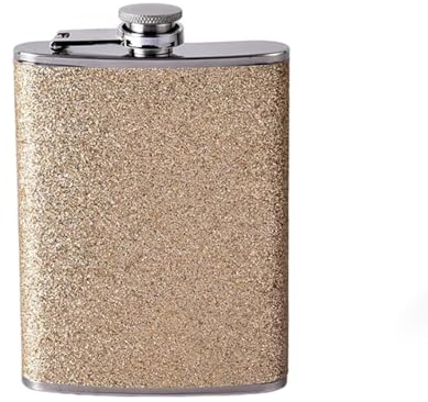 8oz Stainless Steel Hip Flask, Hip Flasks for Women, Portable Gold Whiskey Flask with Glitter, Leakproof Flask Alcohol for Climbing Camping Barbecue Bar Party Drinker